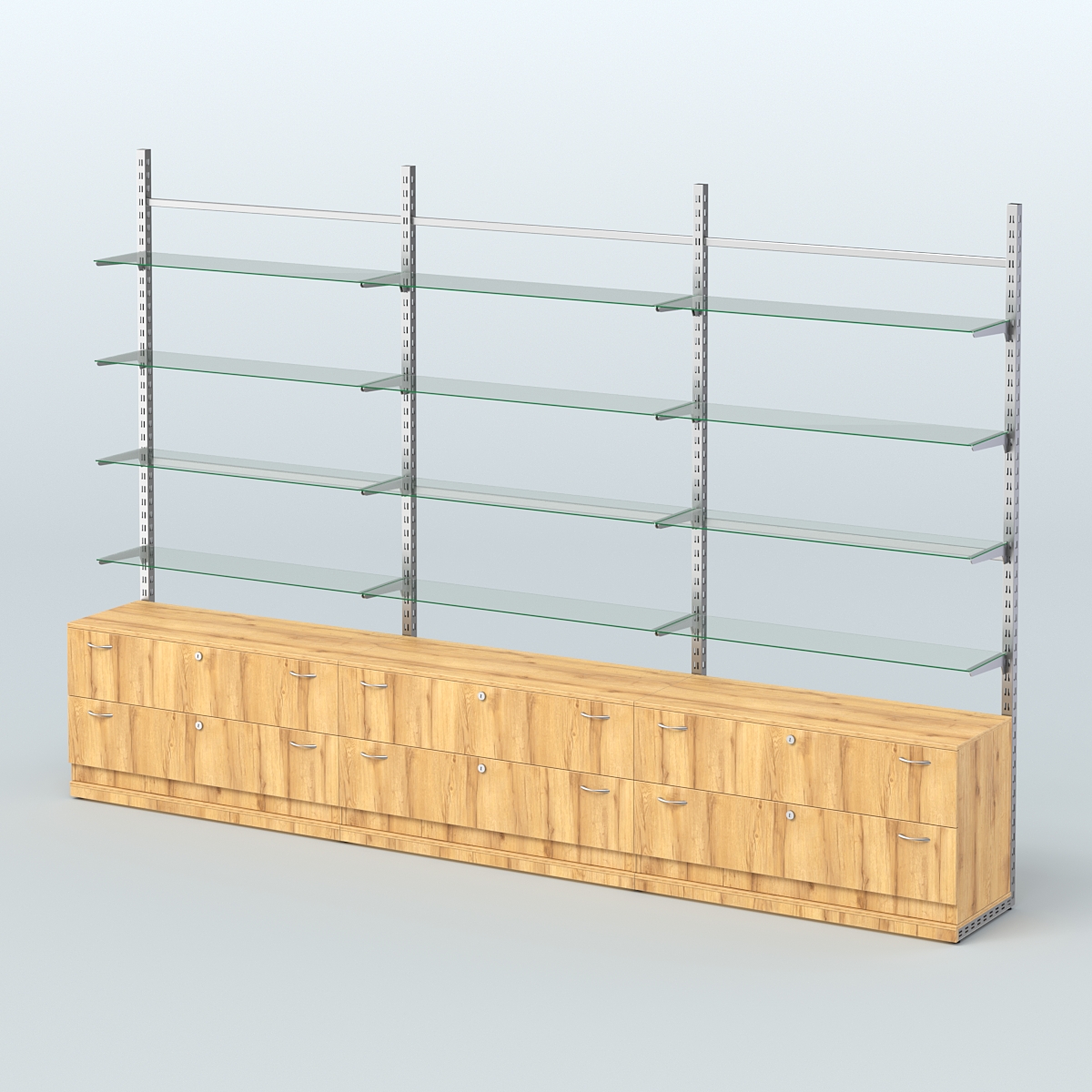 Система ЭЛЕГАНТ пристенная без ДСП №8 с тумбами Т-12 (3600 мм) Дуб Золотистый