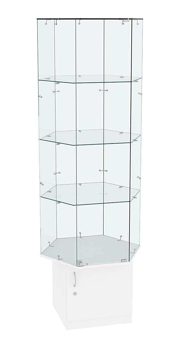 Витрина торговая шестисторонняя Истра №41  (прозрачная) Белый