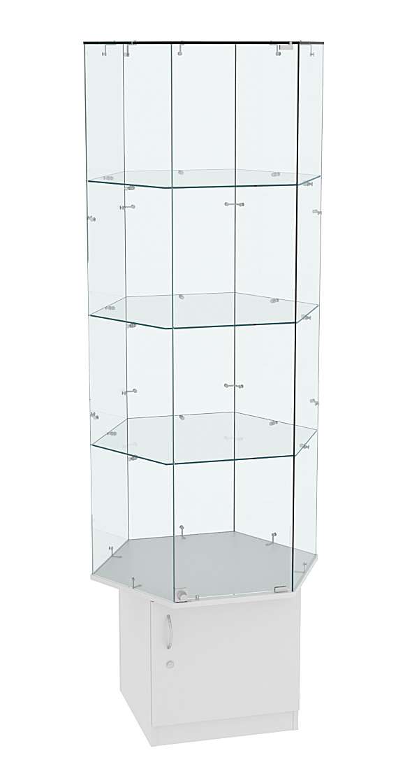 Витрина торговая шестисторонняя Истра №41  (прозрачная) Серый