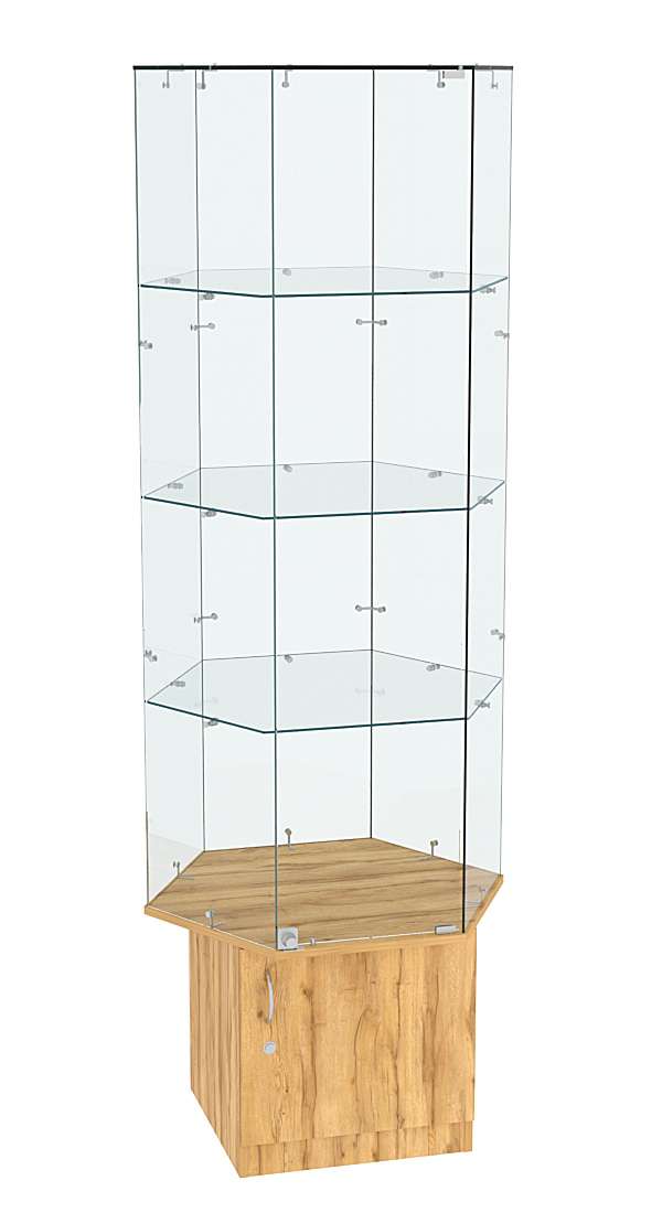 Витрина торговая шестисторонняя Истра №41  (прозрачная) Дуб Золотистый