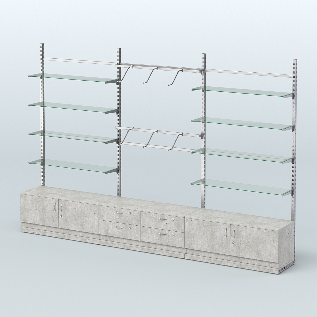 Система ЭЛЕГАНТ пристенная без ДСП №10 с тумбами Т-14 и Т-21 (3600 мм) Метрополитан Грей