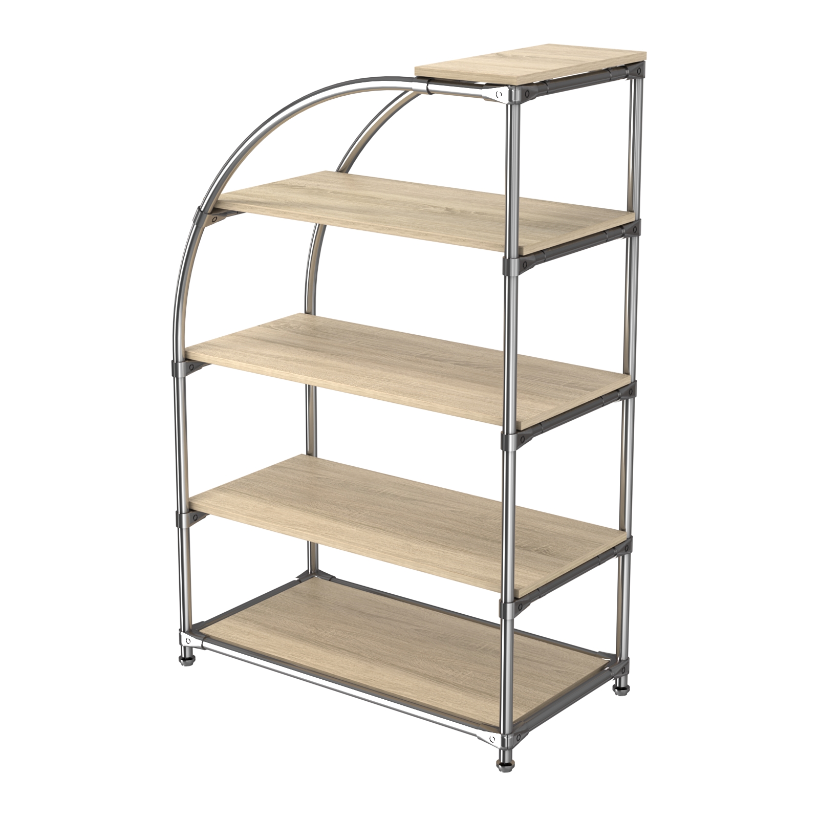 Хромированный стенд универсальный TD-06 (Т) с полками ДСП 16мм Дуб Сонома