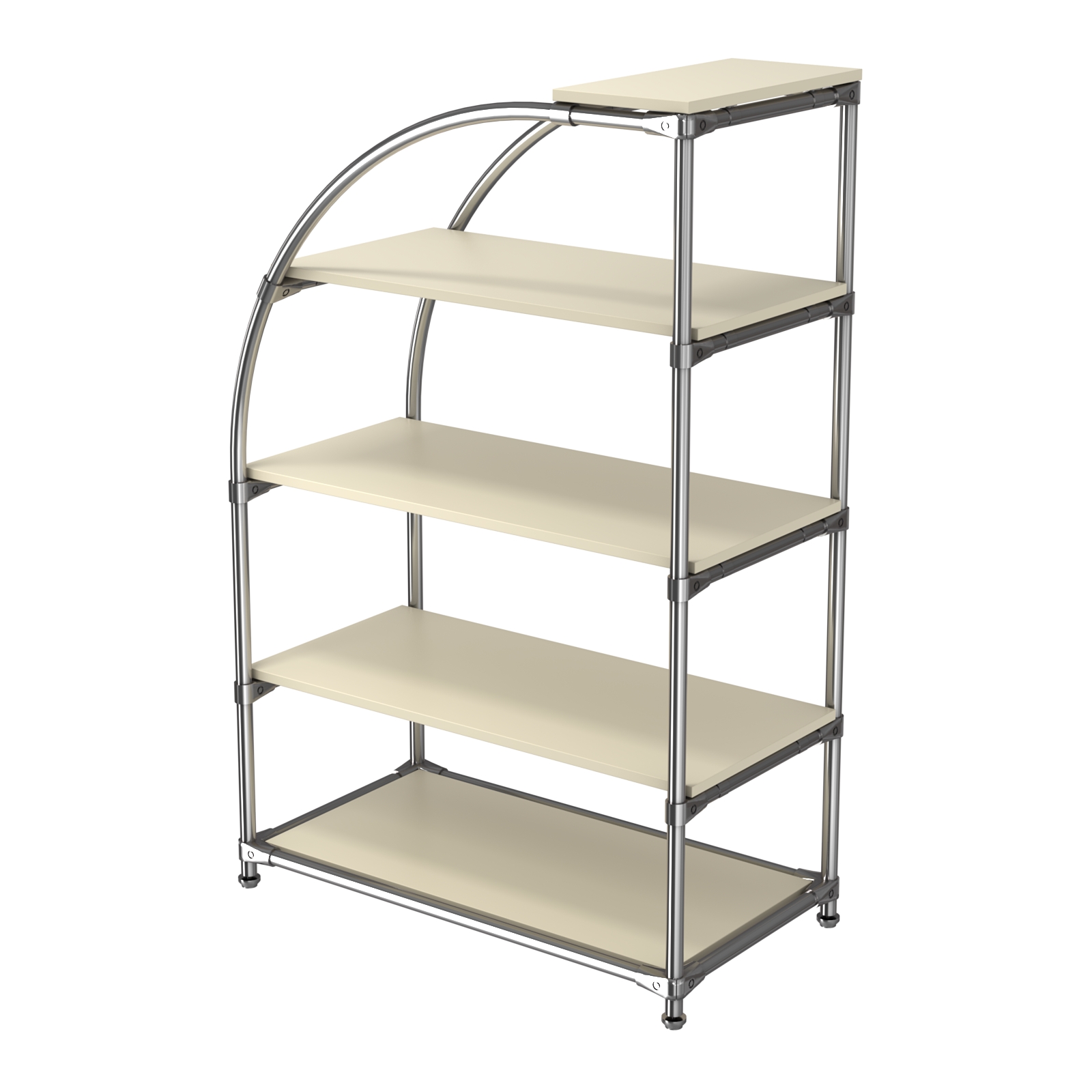 Хромированный стенд универсальный TD-06 (Т) с полками ДСП 16мм Крем Вайс