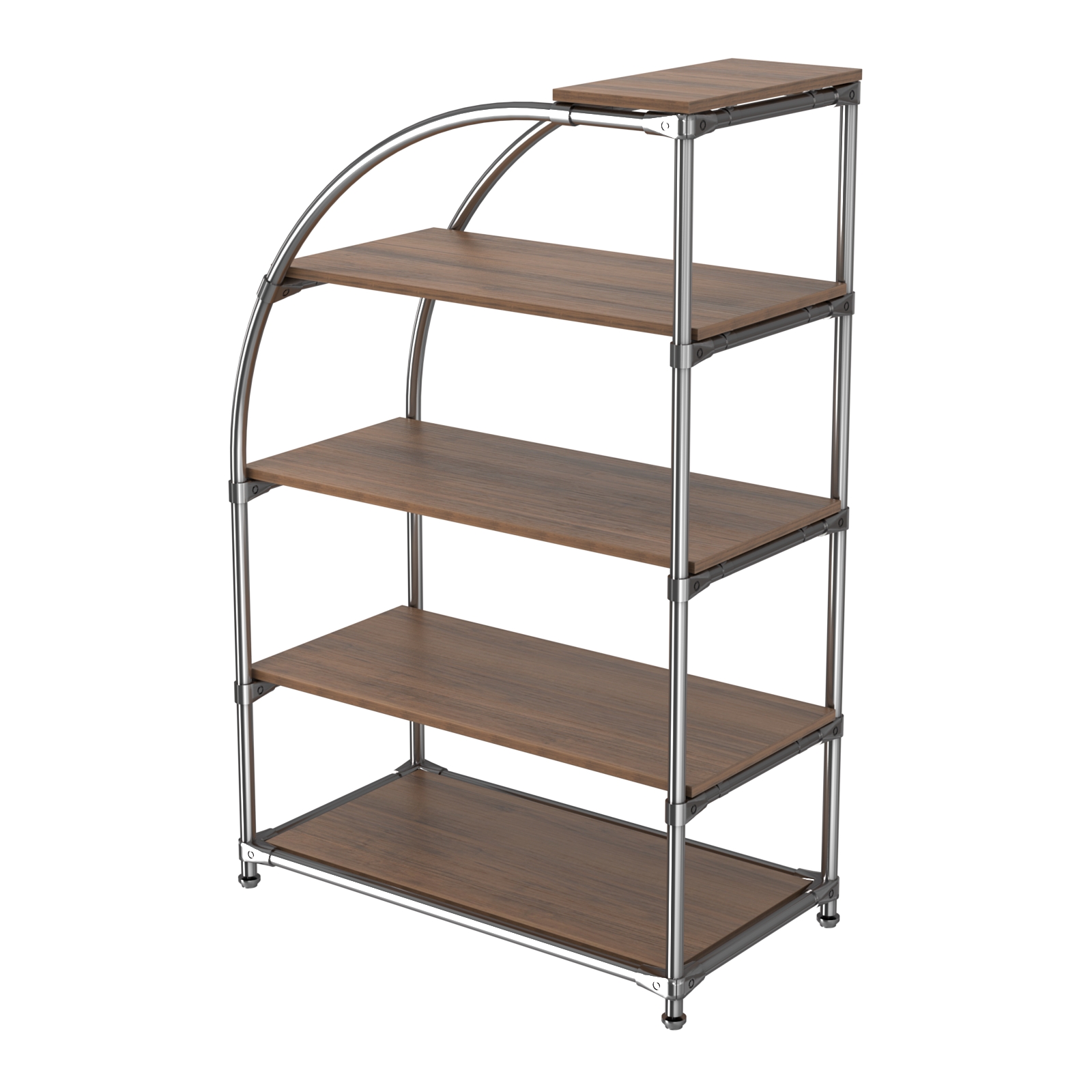 Хромированный стенд универсальный TD-06 (Т) с полками ДСП 16мм Орех