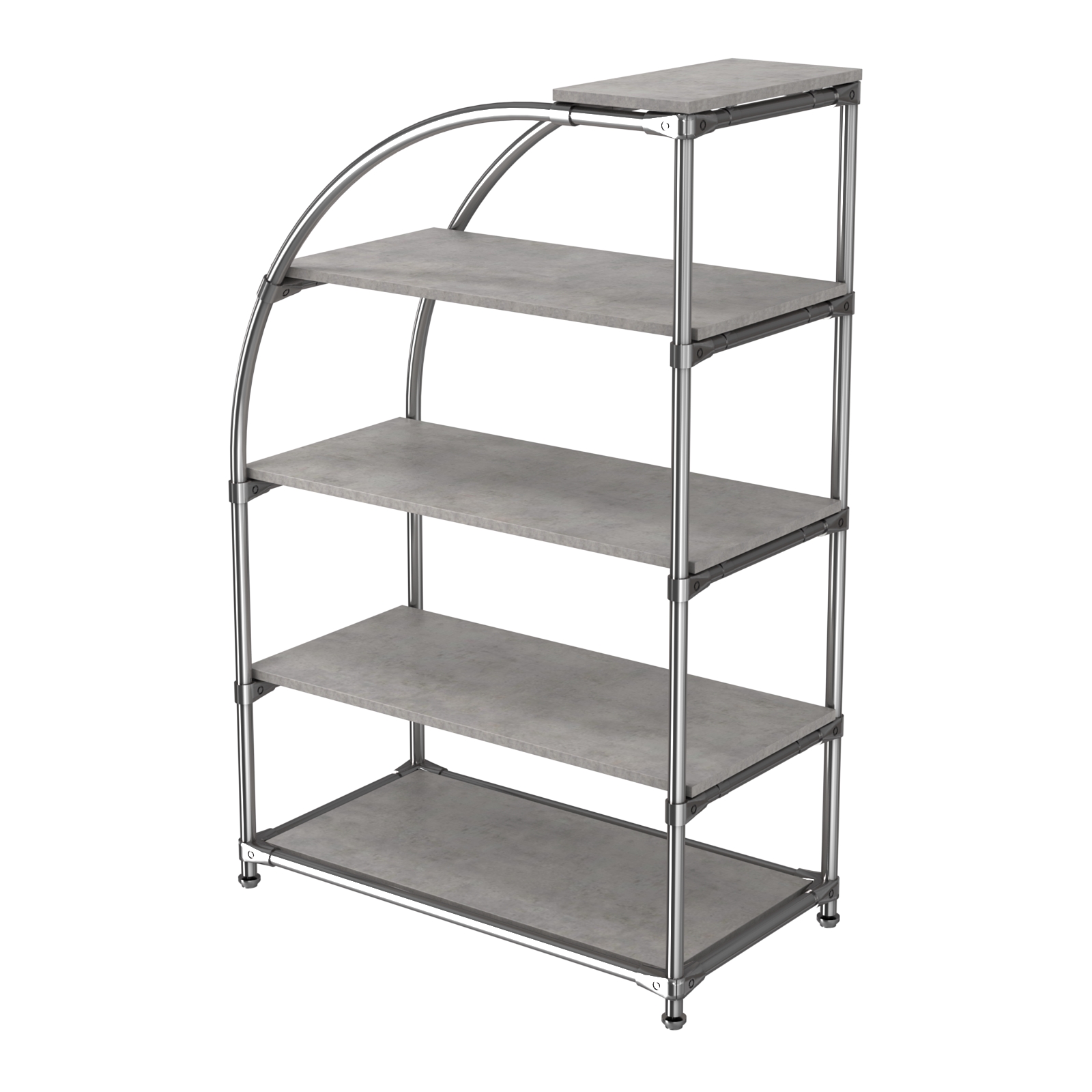 Хромированный стенд универсальный TD-06 (Т) с полками ДСП 16мм Бетон Чикаго светло-серый F186 ST9