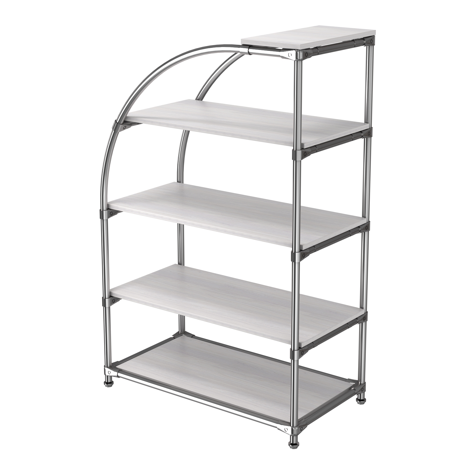 Хромированный стенд универсальный TD-06 (Т) с полками ДСП 16мм Ясень Анкор светлый