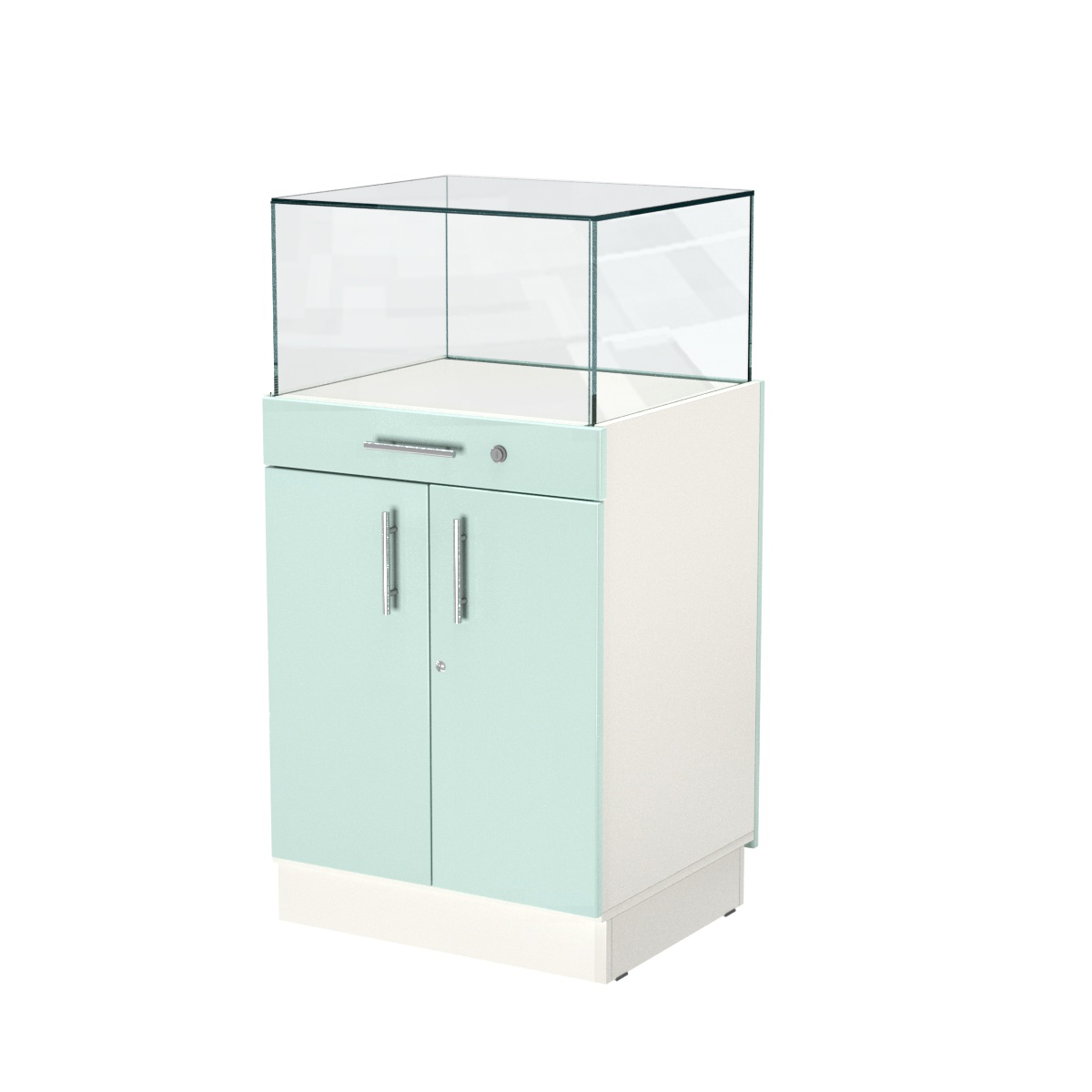 Прилавок ювелирный "Диаманд" №1-600 ЛДСП белый + МДФ мята