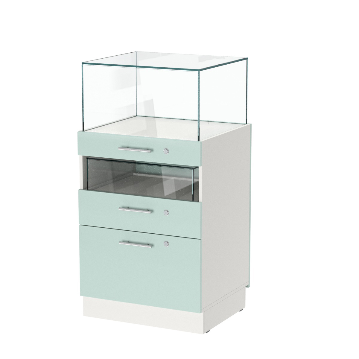 Прилавок ювелирный "Диаманд" №2-600 ЛДСП белый + МДФ мята