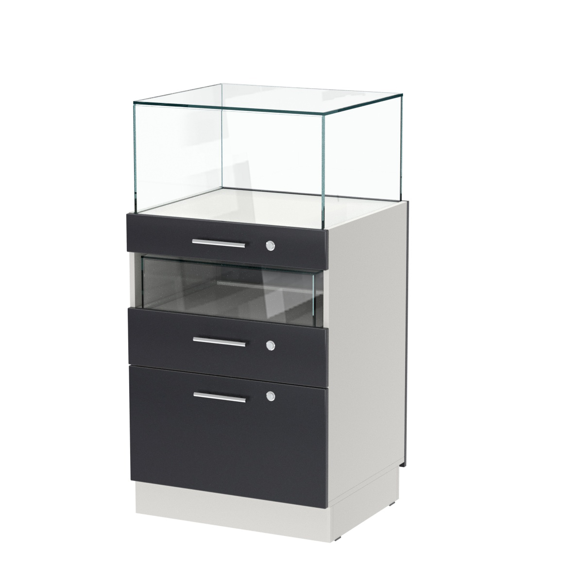 Прилавок ювелирный "Диаманд" №2-600 ЛДСП белый + МДФ черный