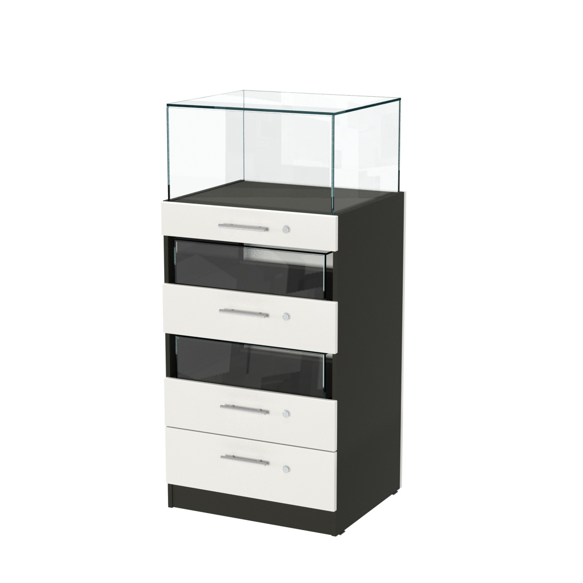 Прилавок ювелирный "Диаманд" №3-600 пристенный Черный и Белый