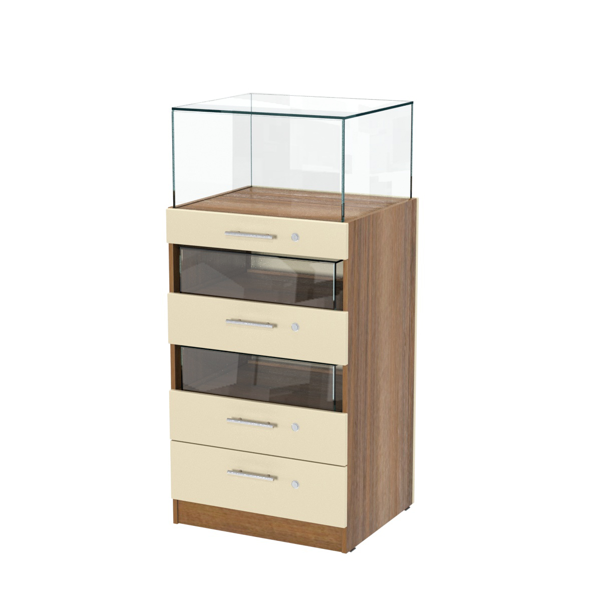 Прилавок ювелирный "Диаманд" №3-600 пристенный Орех + Крем Вайс