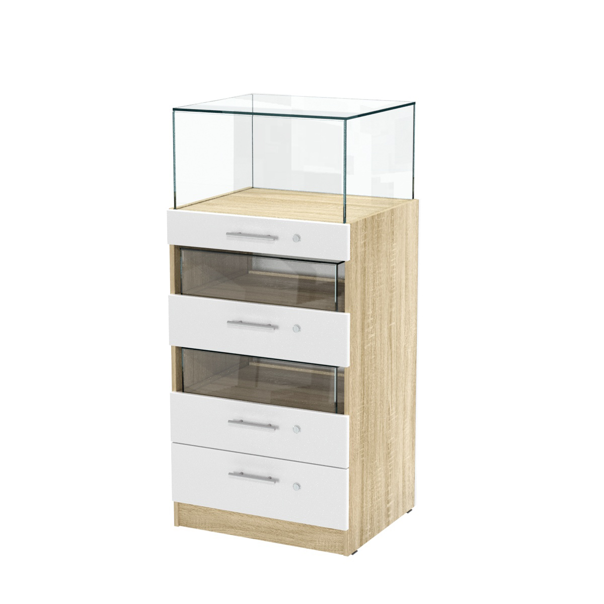 Прилавок ювелирный "Диаманд" №3-600 пристенный Дуб Сонома + Белый