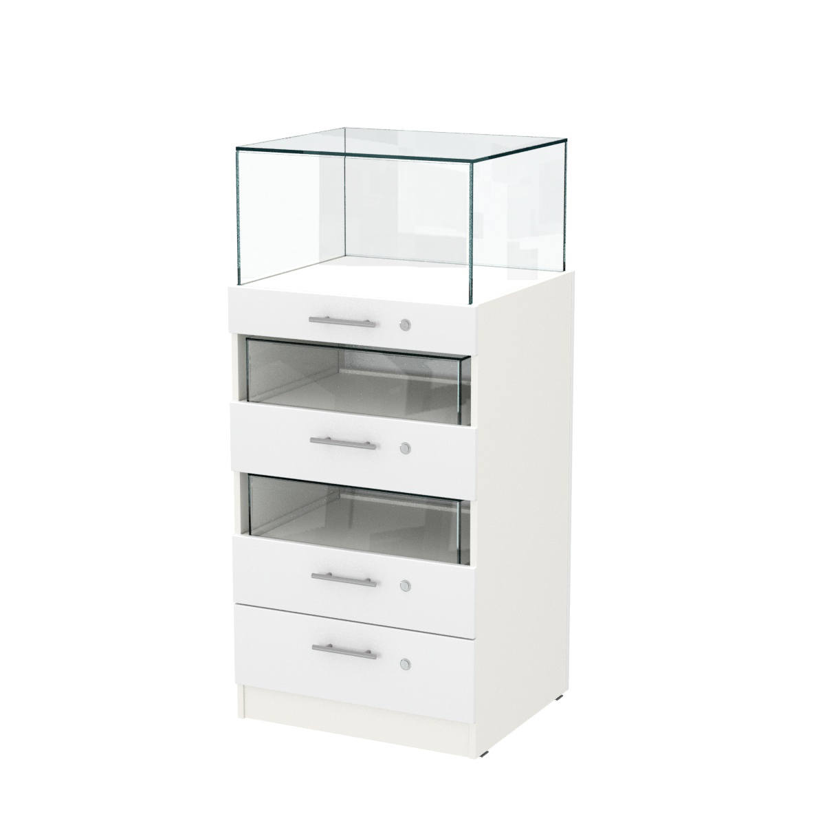 Прилавок ювелирный "Диаманд" №3-600 пристенный ЛДСП белый + МДФ белый