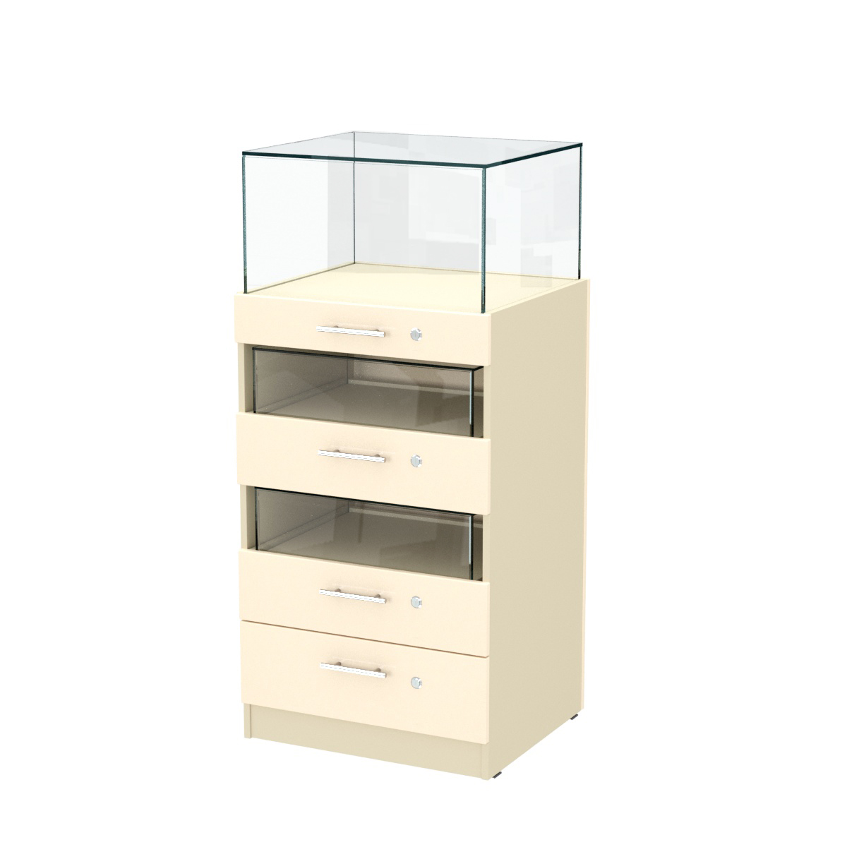 Прилавок ювелирный "Диаманд" №3-600 пристенный ЛДСП крем вайс + МДФ ваниль