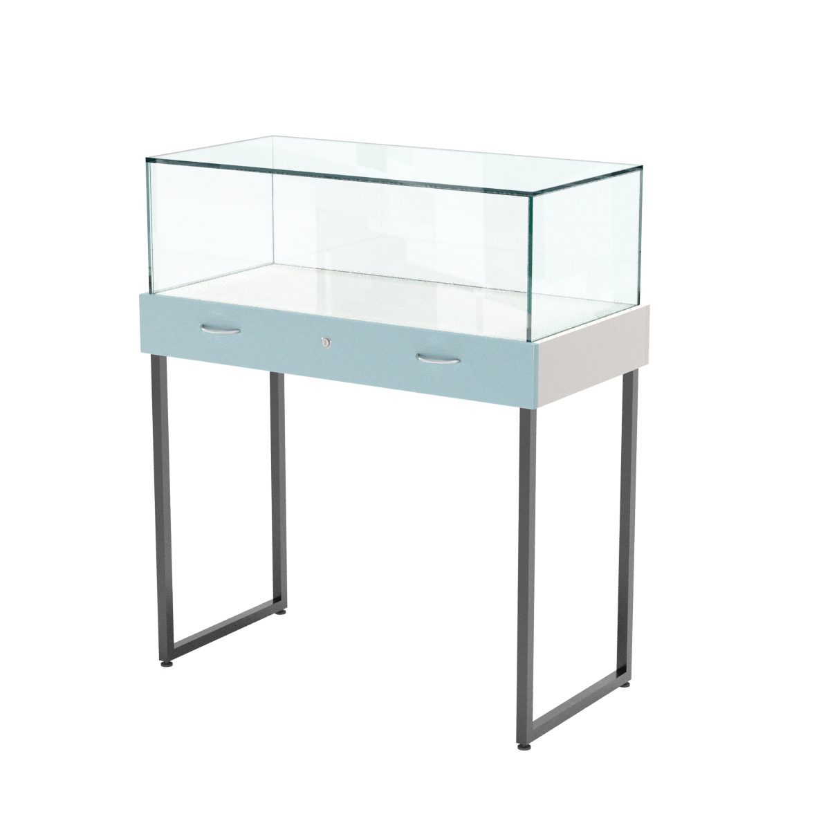 Прилавок ювелирный "Диаманд" №4-1000 ЛДСП белый + МДФ голубой