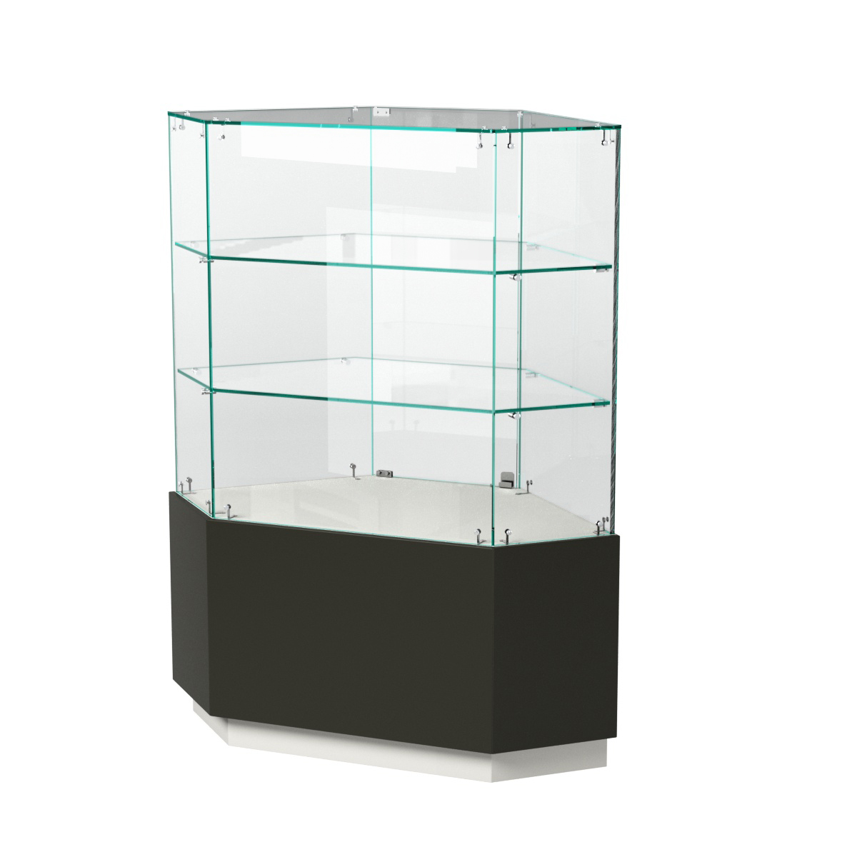 Витрина шестиугольная "Диаманд" №5 ЛДСП белый + МДФ черный