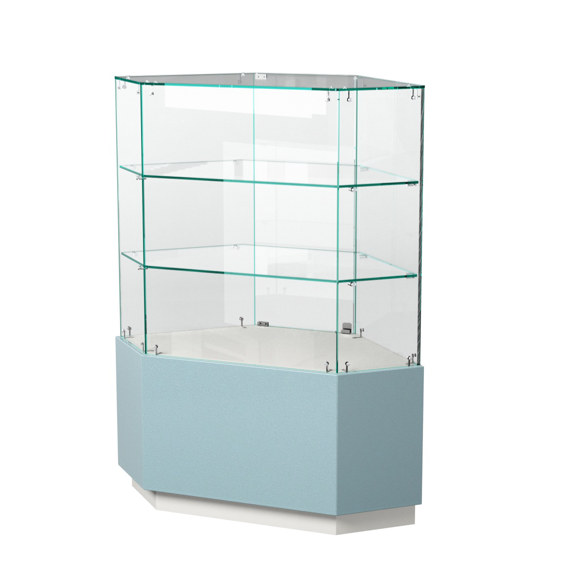 Витрина шестиугольная "Диаманд" №5 ЛДСП белый + МДФ голубой