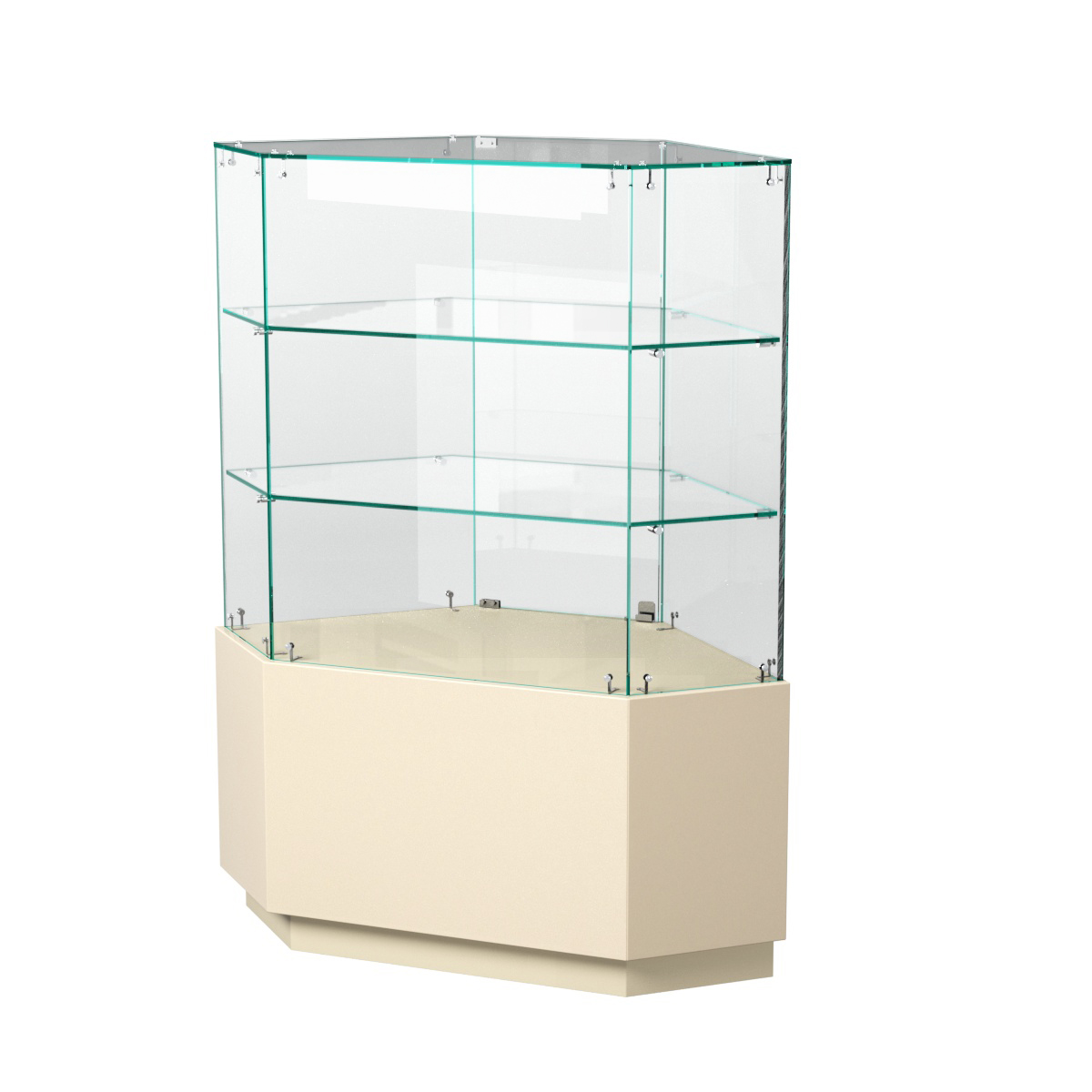 Витрина шестиугольная "Диаманд" №5 ЛДСП крем вайс + МДФ ваниль