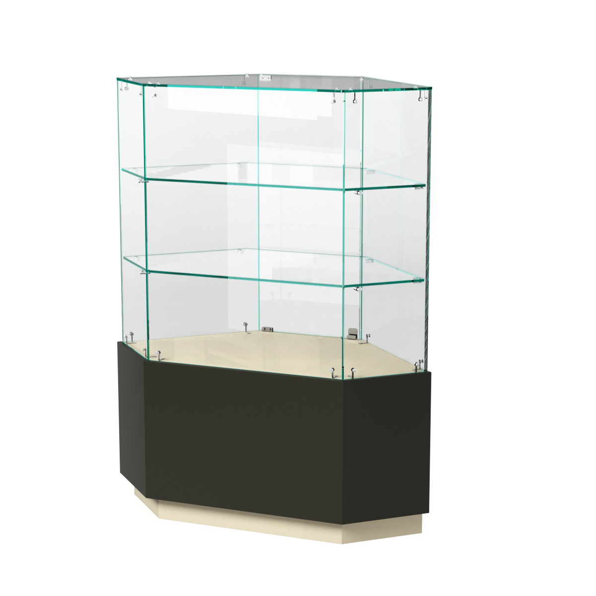 Витрина шестиугольная "Диаманд" №5 Крем Вайс + Черный