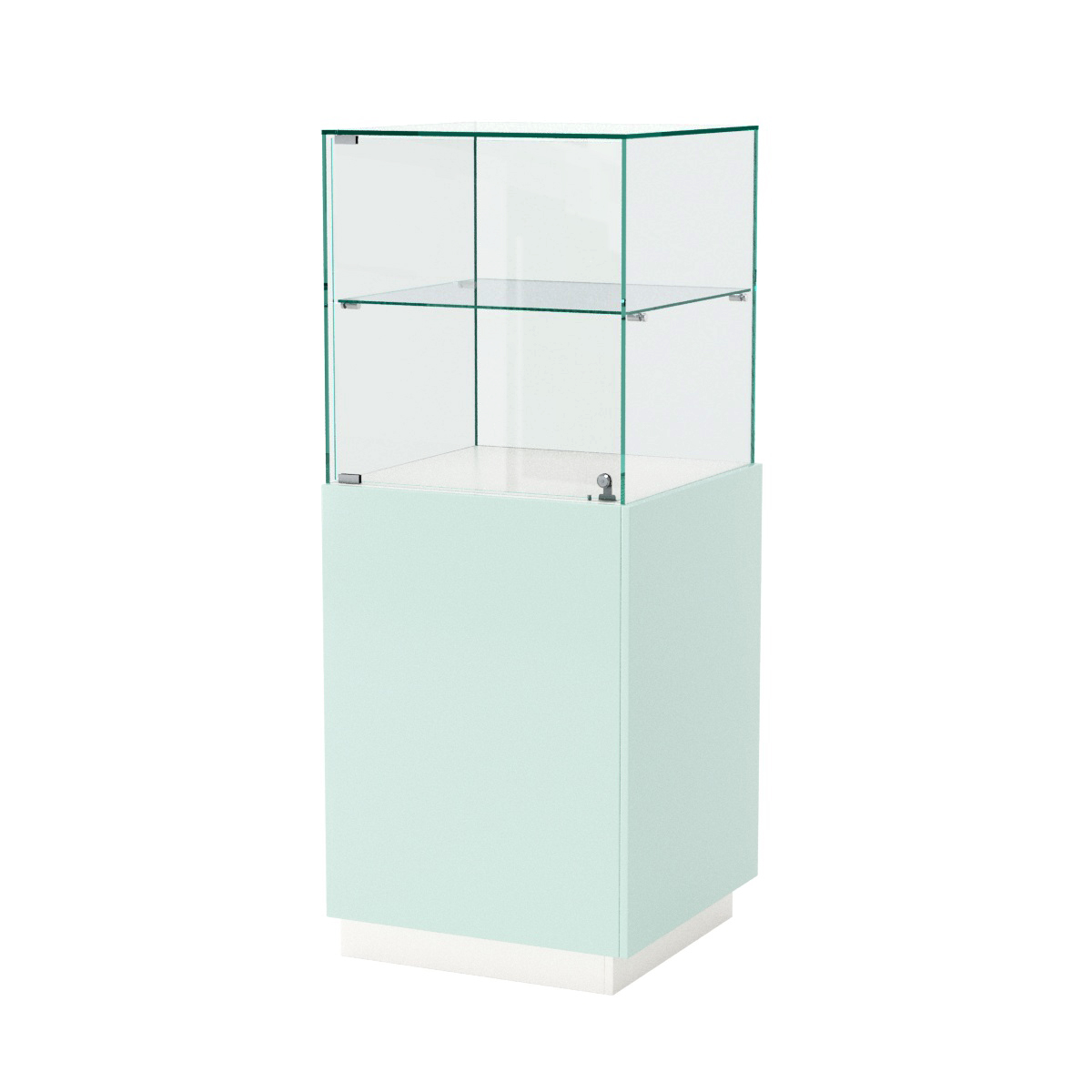 Витрина ювелирная квадратная "Диаманд" №8 ЛДСП белый + МДФ мята