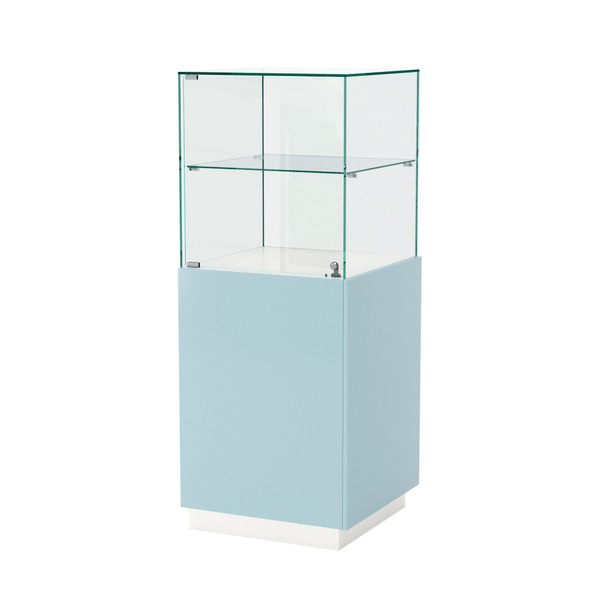 Витрина ювелирная квадратная "Диаманд" №8 ЛДСП белый + МДФ голубой