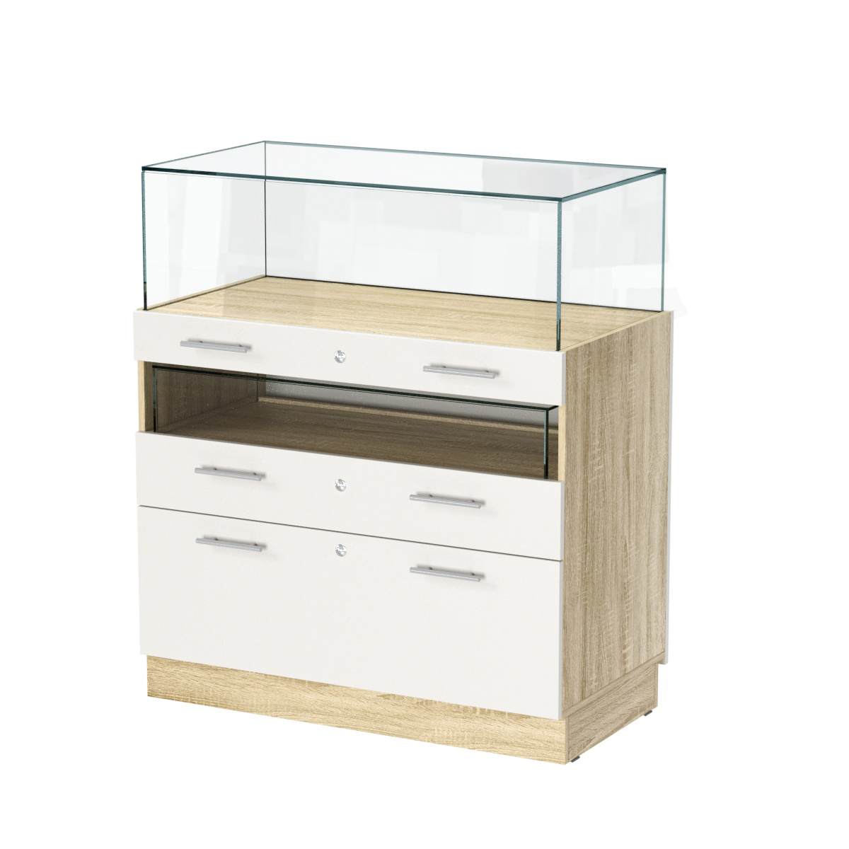 Прилавок ювелирный "Диаманд" №2-1000 Дуб Сонома + Белый