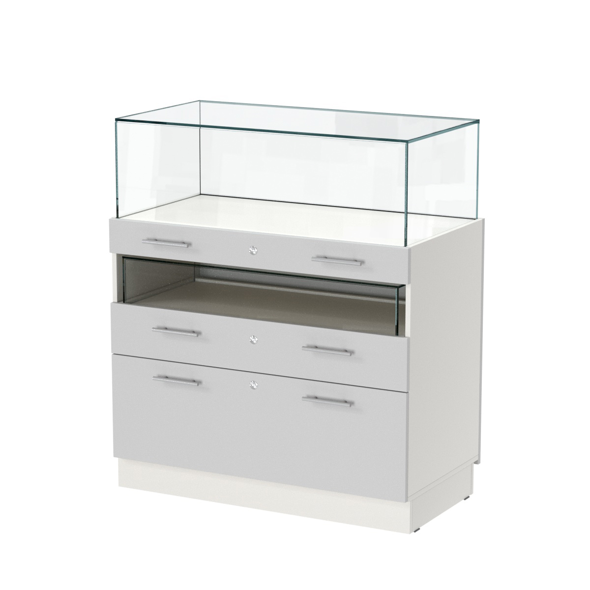 Прилавок ювелирный "Диаманд" №2-1000 Белый + Серый