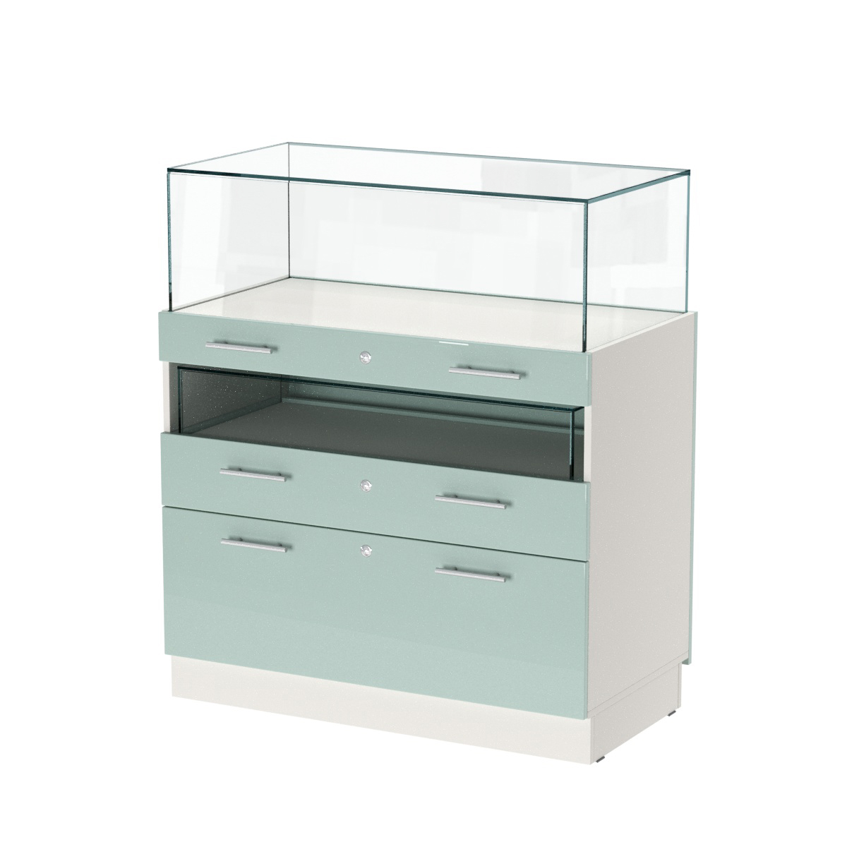 Прилавок ювелирный "Диаманд" №2-1000 ЛДСП белый + МДФ мята