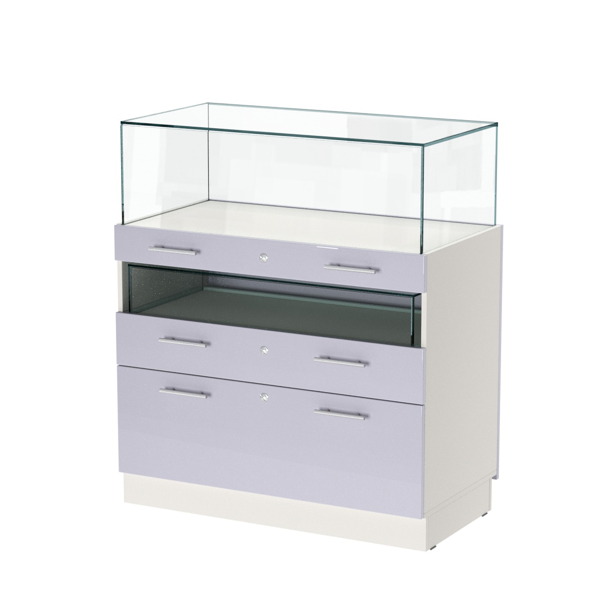 Прилавок ювелирный "Диаманд" №2-1000 ЛДСП белый + МДФ сирень