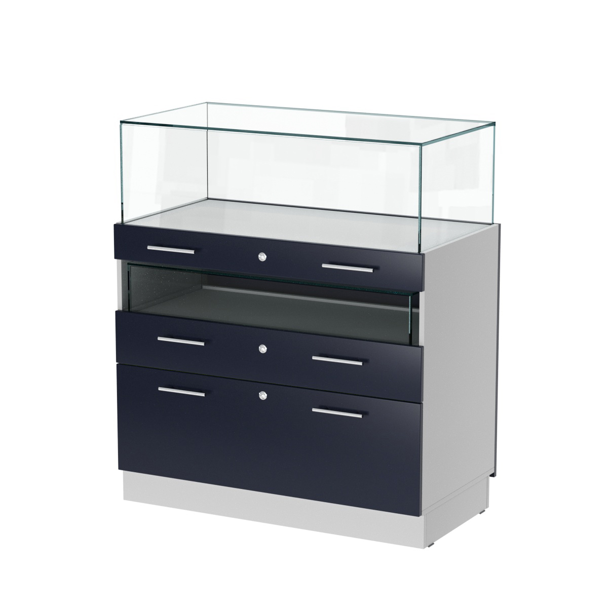 Прилавок ювелирный "Диаманд" №2-1000 ЛДСП серый + МДФ инфиго