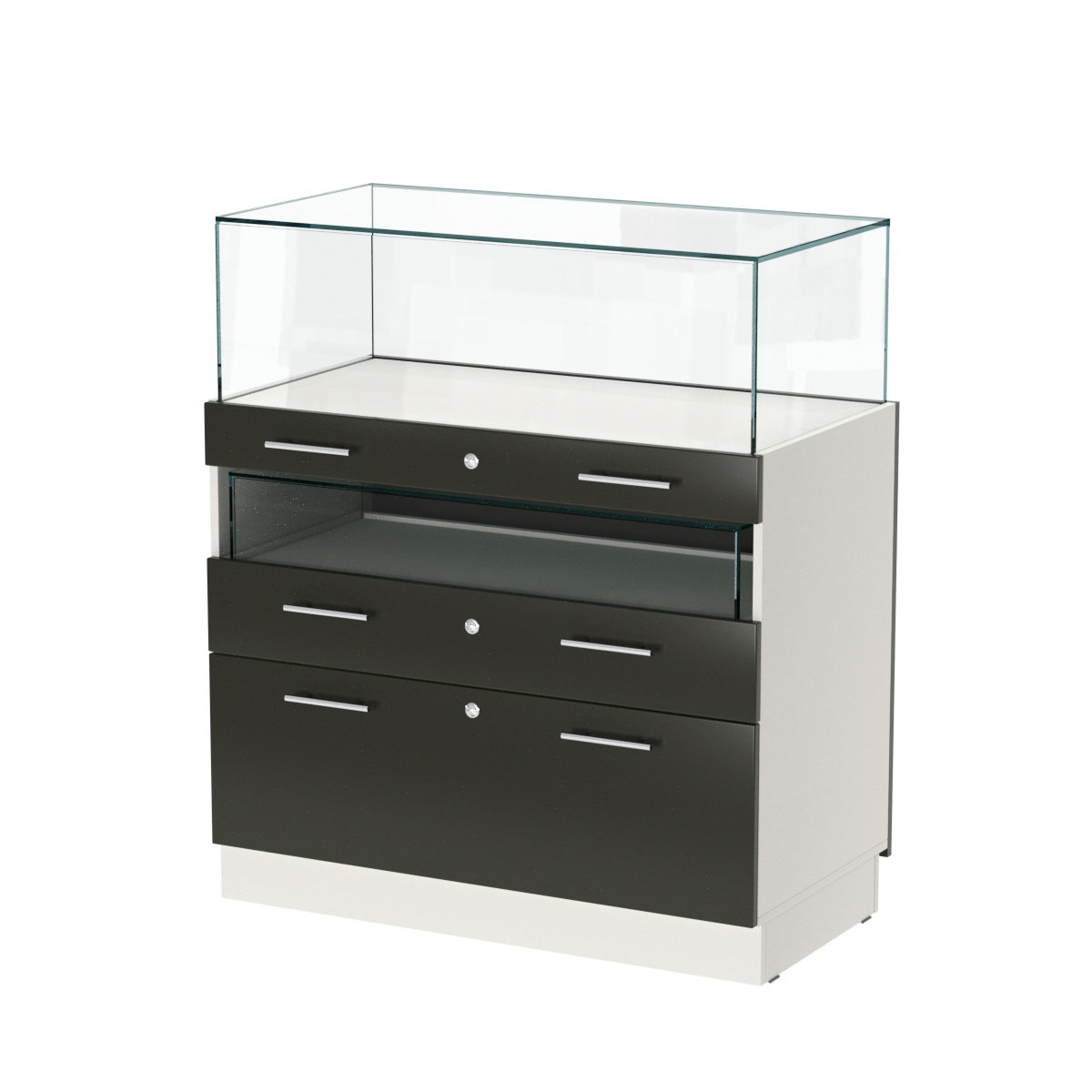 Прилавок ювелирный "Диаманд" №2-1000 ЛДСП белый + МДФ черный