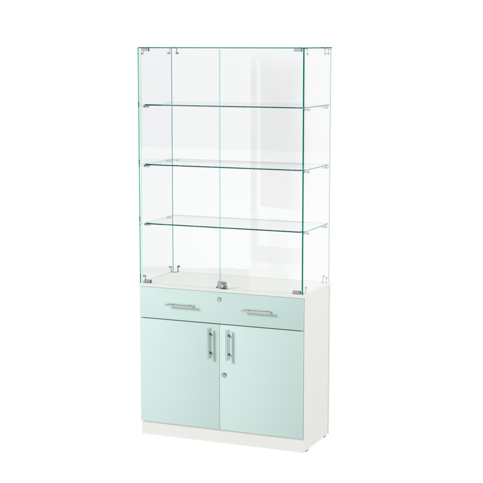 Витрина ювелирная "Диаманд" №11 ЛДСП белый + МДФ мята