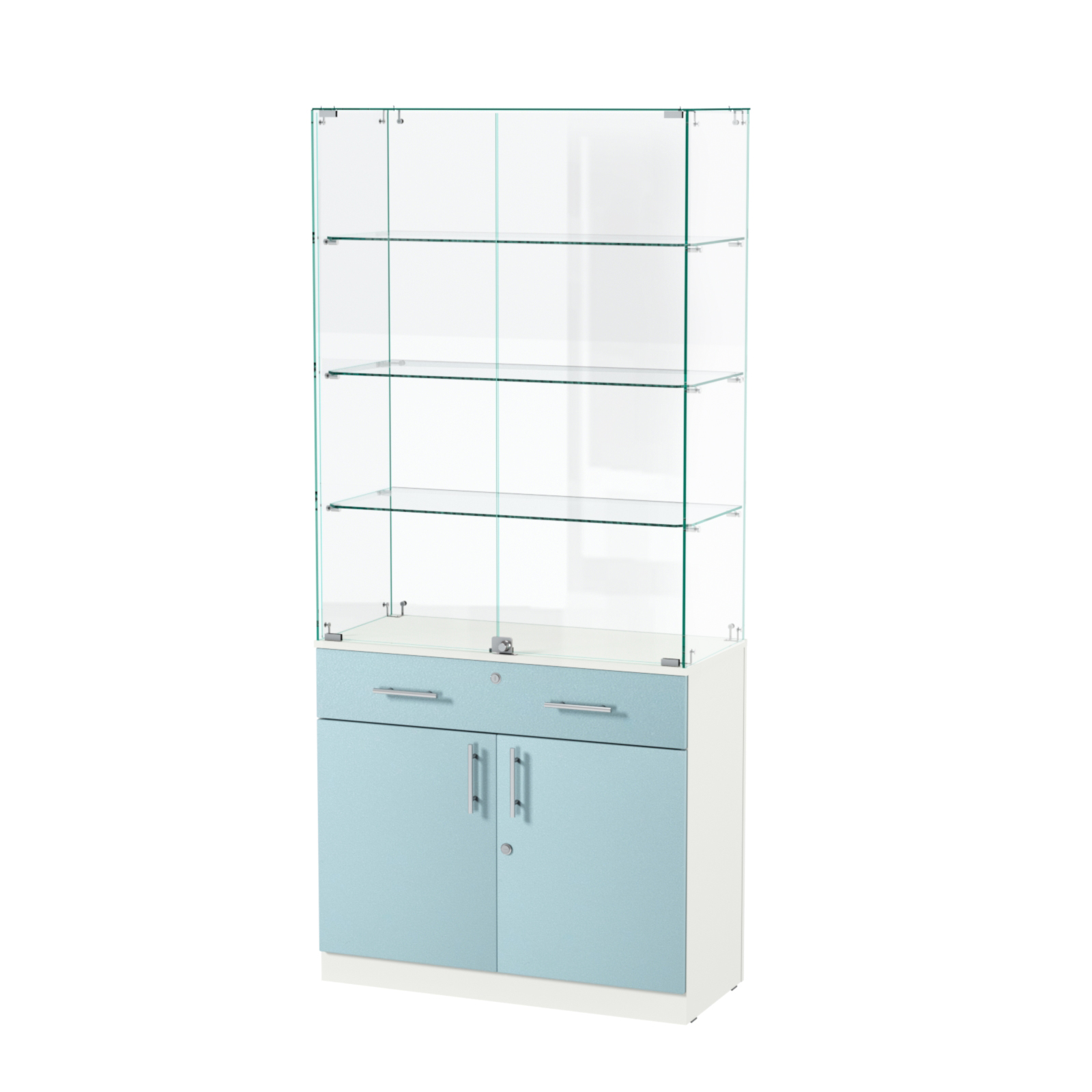 Витрина ювелирная "Диаманд" №11 ЛДСП белый + МДФ голубой