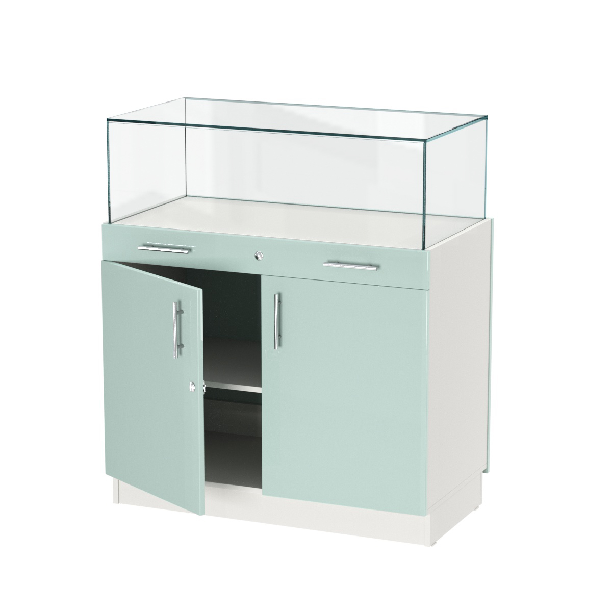 Прилавок ювелирный "Диаманд" №1-1000 ЛДСП белый + МДФ мята