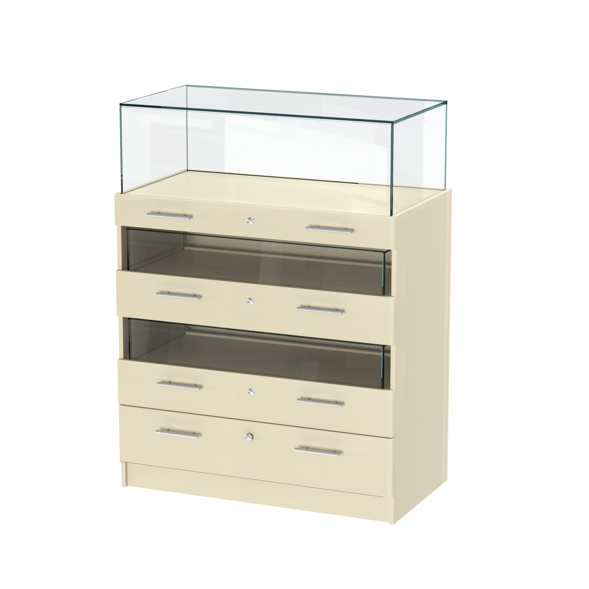 Прилавок ювелирный "Диаманд" №3-1000 пристенный Крем Вайс