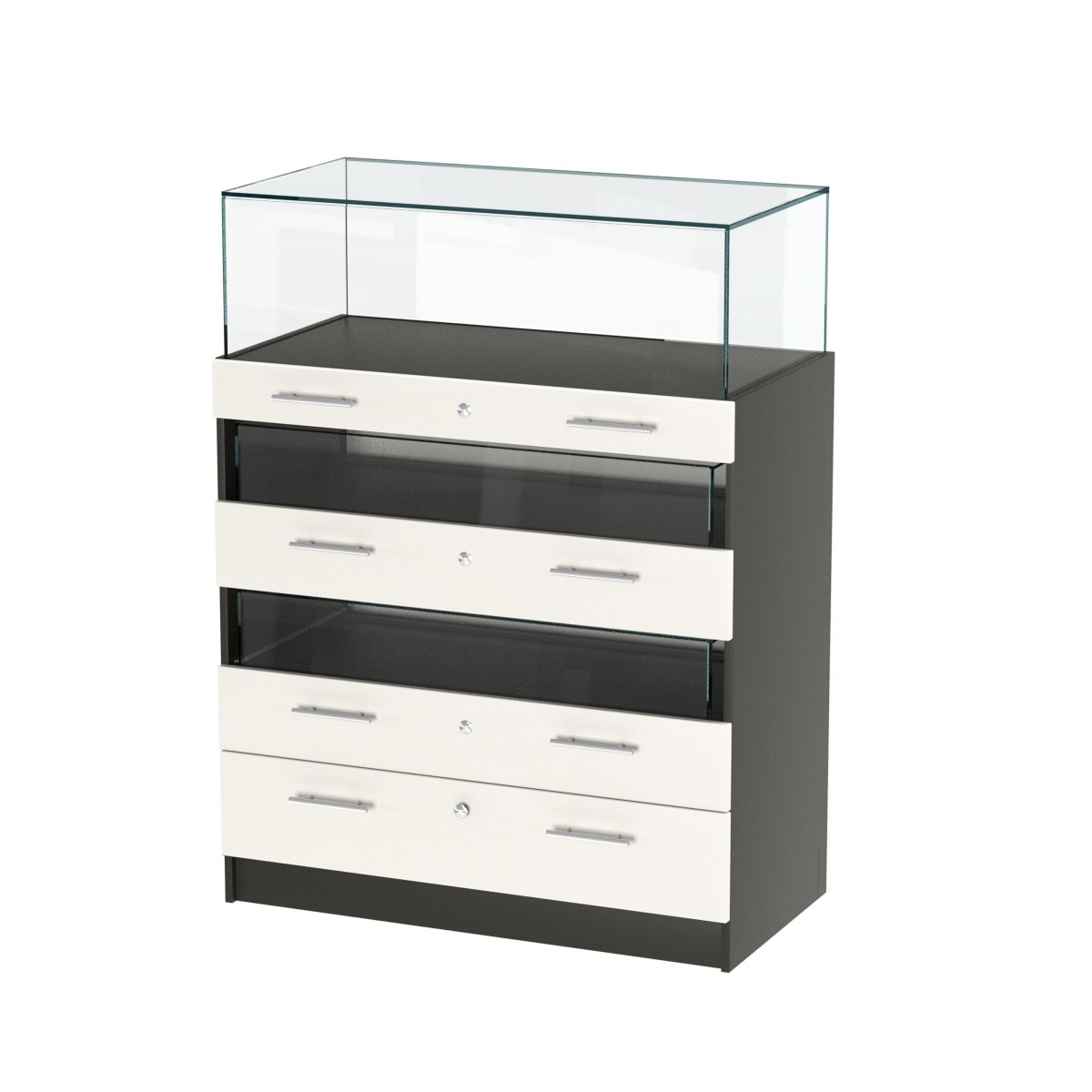 Прилавок ювелирный "Диаманд" №3-1000 пристенный Черный и Белый