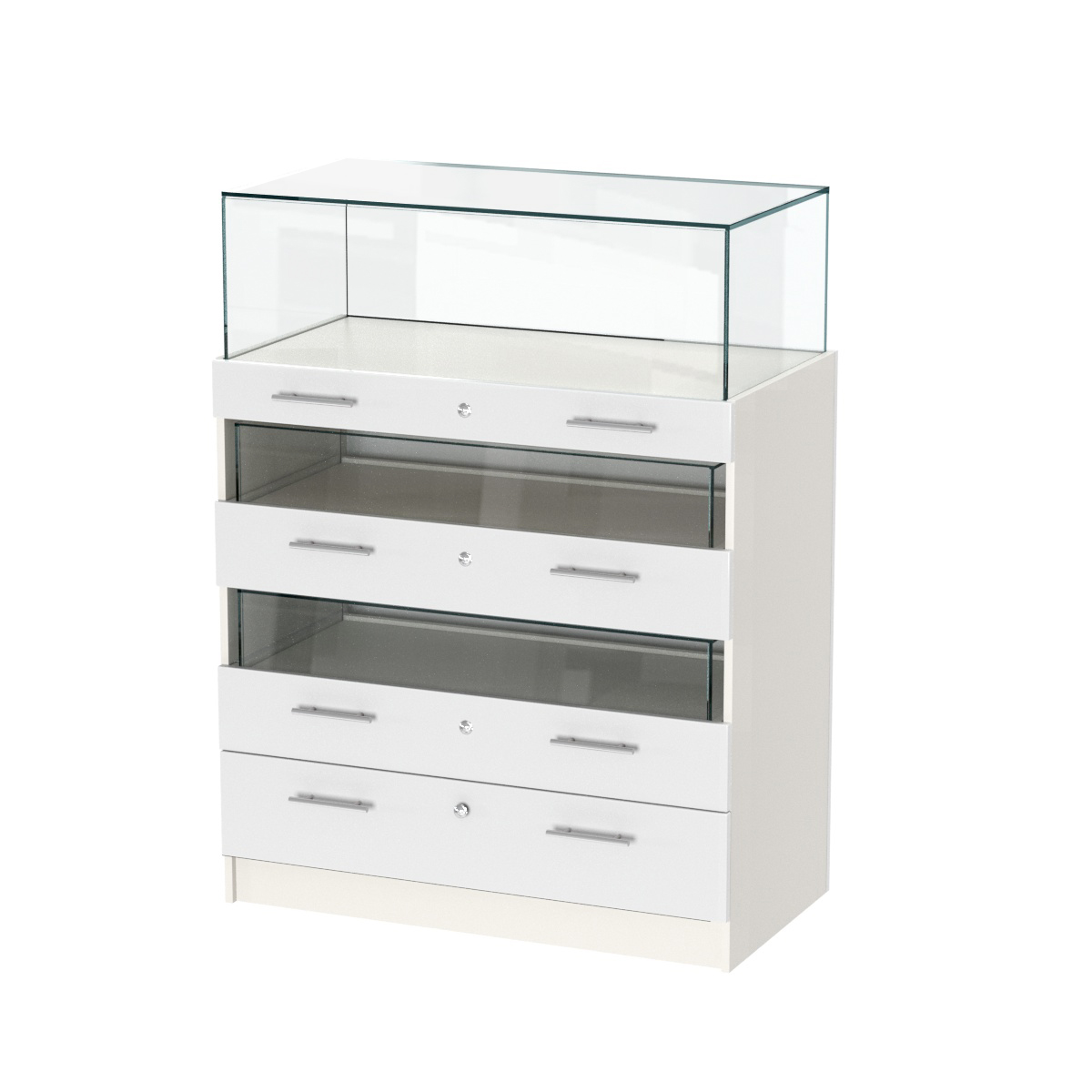 Прилавок ювелирный "Диаманд" №3-1000 пристенный ЛДСП белый + МДФ белый