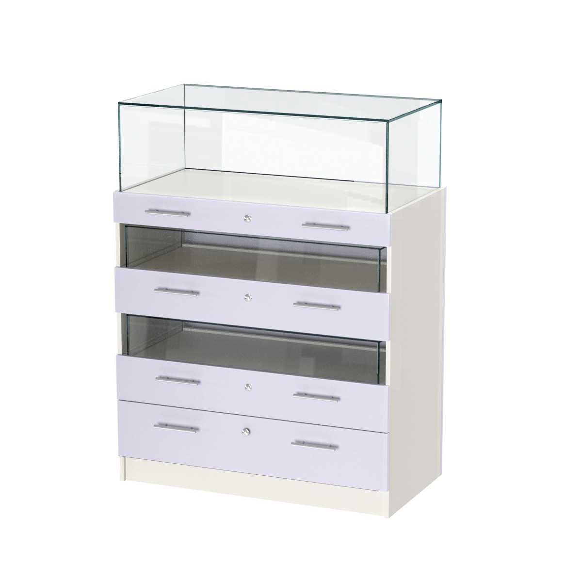 Прилавок ювелирный "Диаманд" №3-1000 пристенный ЛДСП белый + МДФ сирень