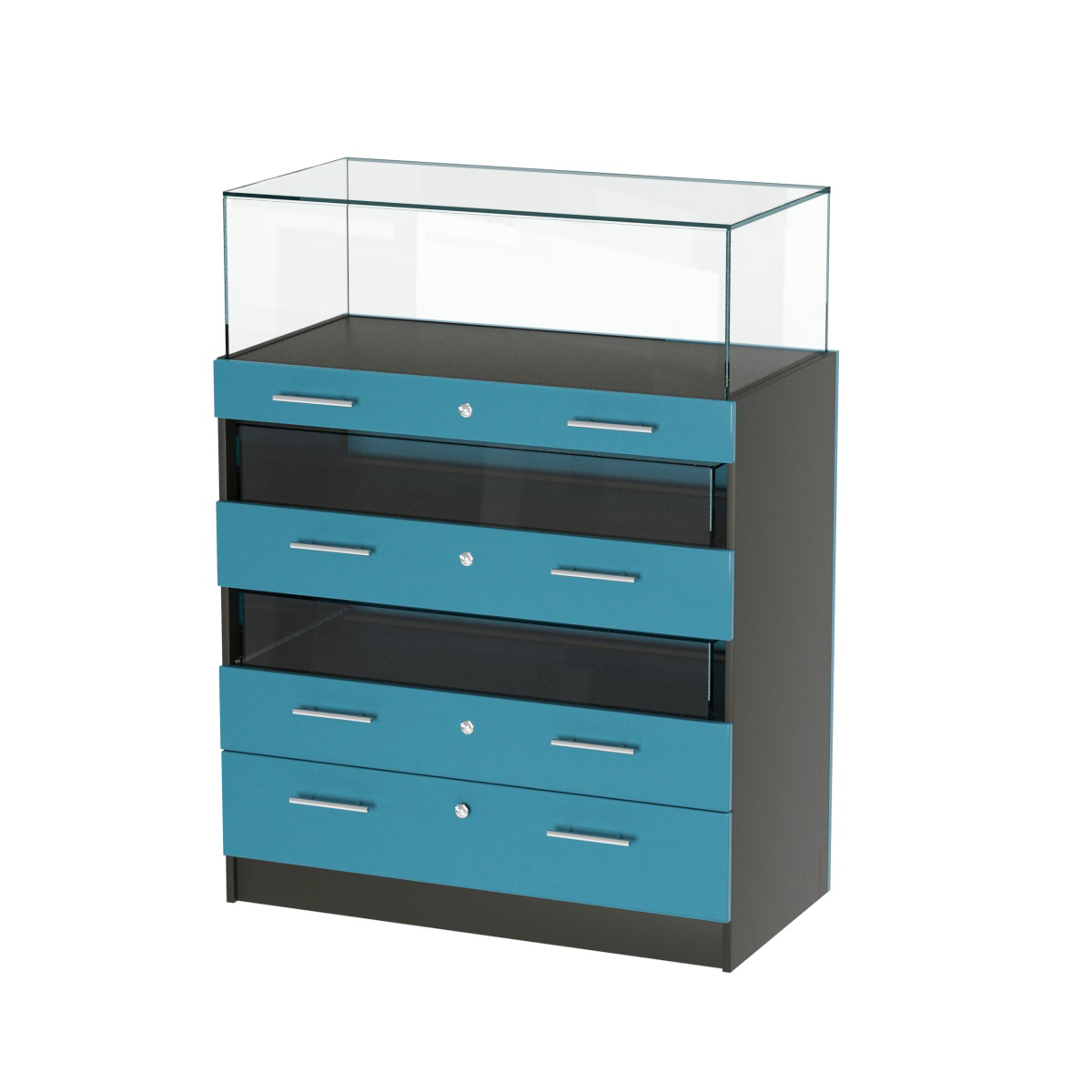 Прилавок ювелирный "Диаманд" №3-1000 пристенный ЛДСП черный + МДФ бриз