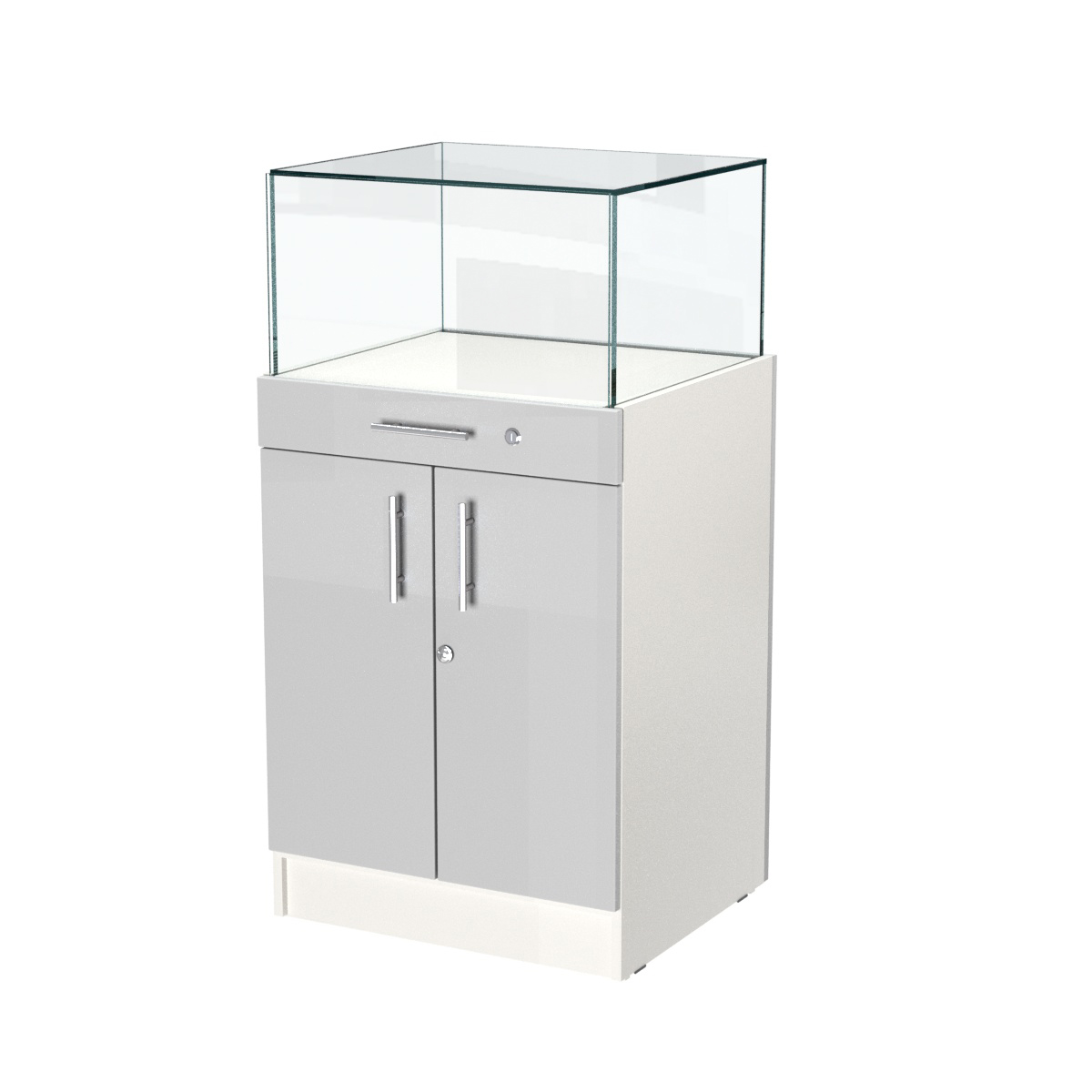 Прилавок ювелирный "Диаманд" №1-600 пристенный Белый + Серый