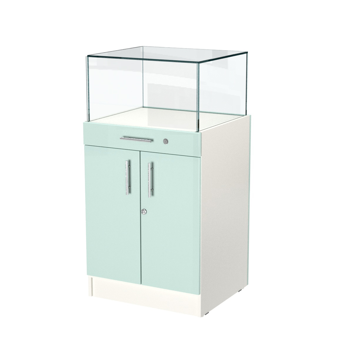 Прилавок ювелирный "Диаманд" №1-600 пристенный ЛДСП белый + МДФ мята