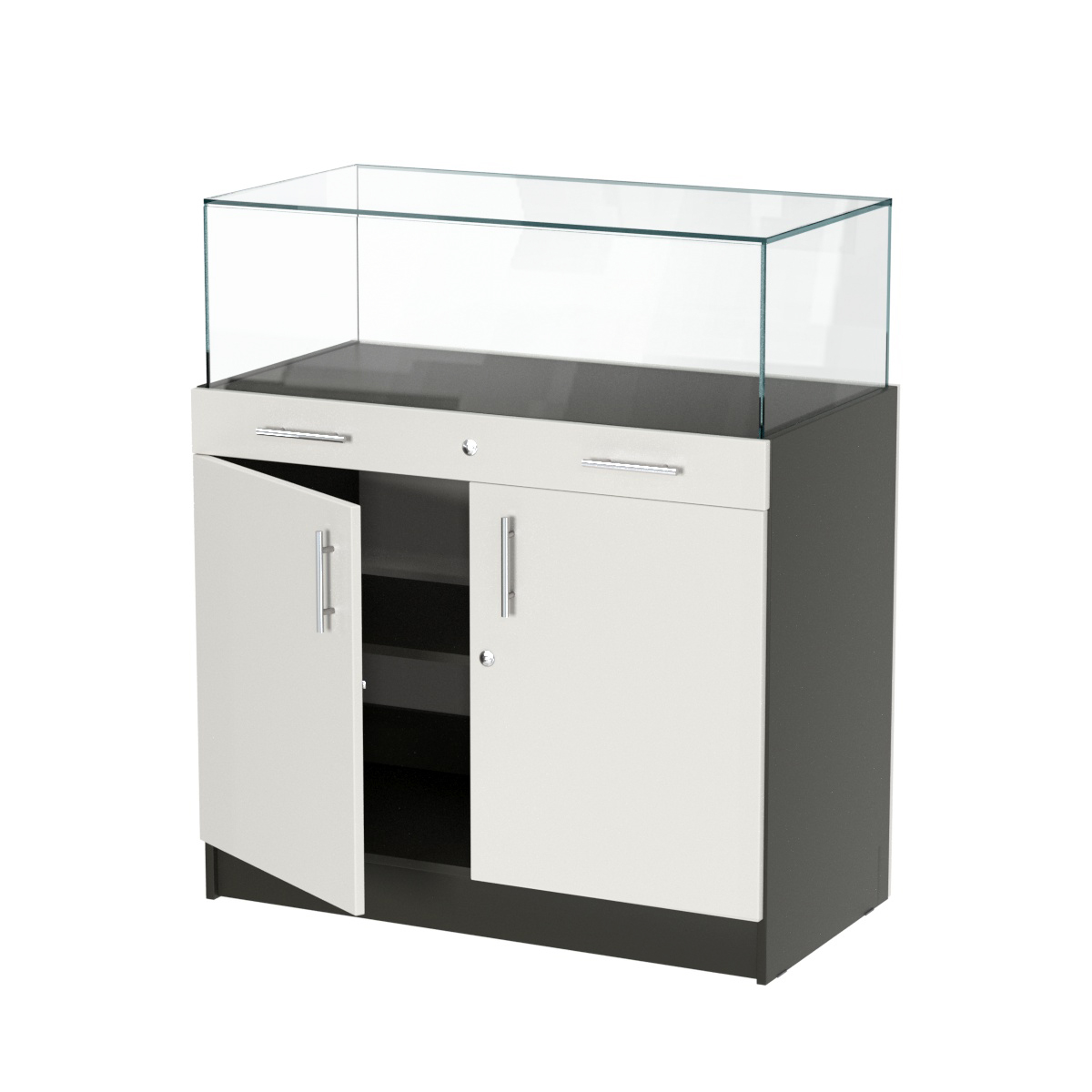 Прилавок ювелирный "Диаманд" №1-1000 пристенный Черный и Белый