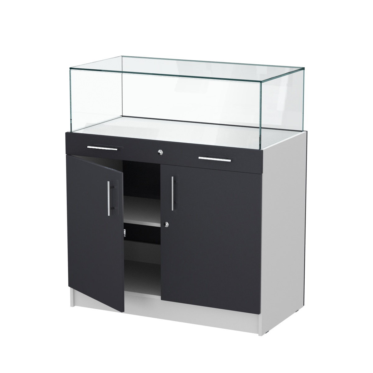 Прилавок ювелирный "Диаманд" №1-1000 пристенный ЛДСП серый +МДФ графит