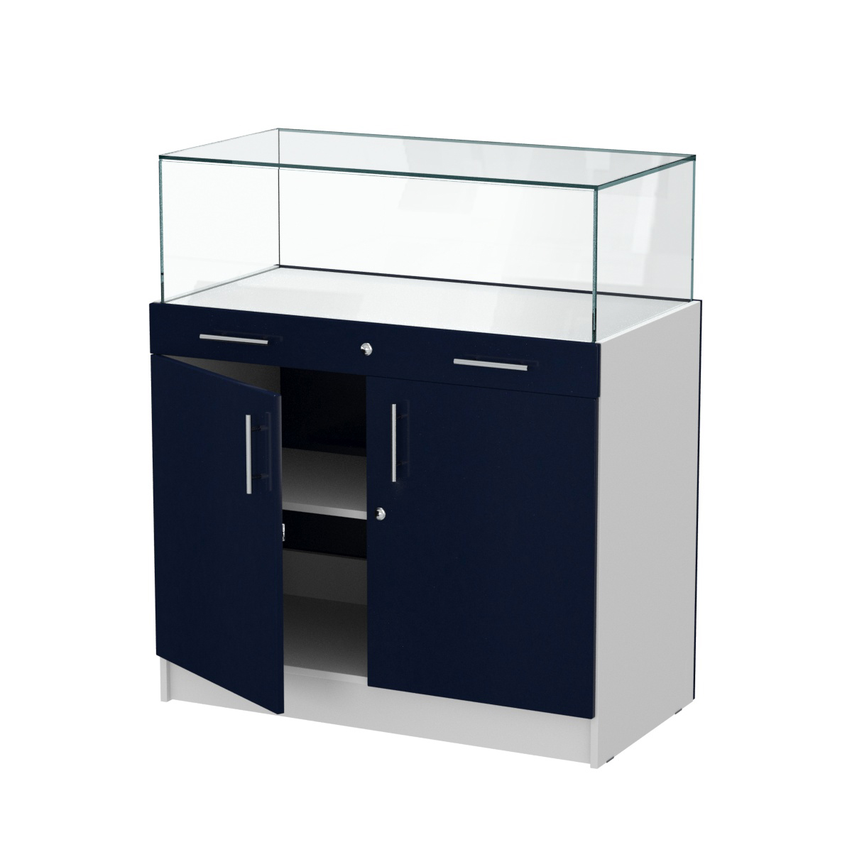 Прилавок ювелирный "Диаманд" №1-1000 пристенный ЛДСП серый + МДФ инфиго