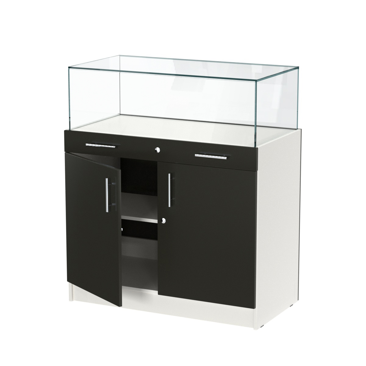 Прилавок ювелирный "Диаманд" №1-1000 пристенный ЛДСП белый + МДФ черный