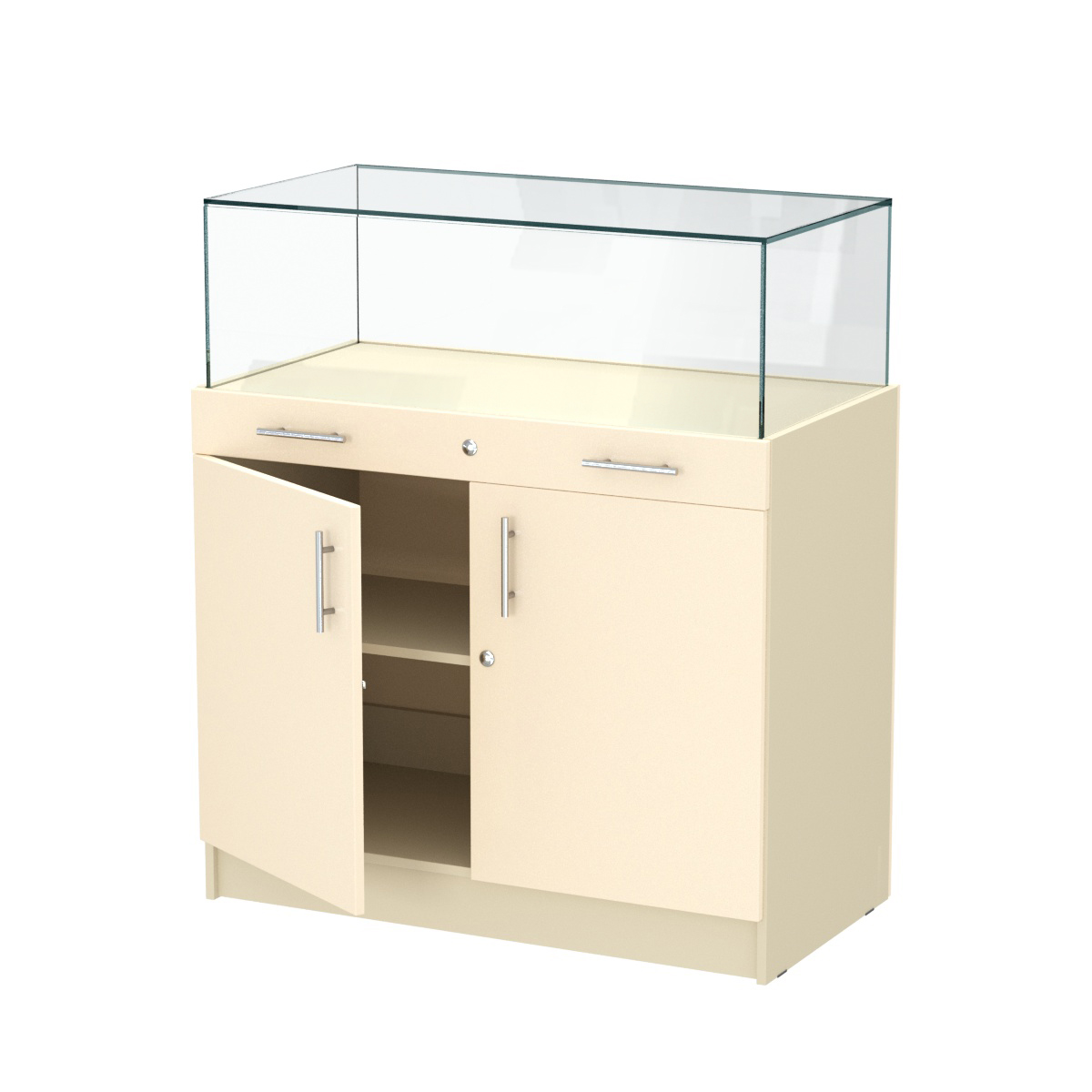 Прилавок ювелирный "Диаманд" №1-1000 пристенный ЛДСП крем вайс + МДФ ваниль