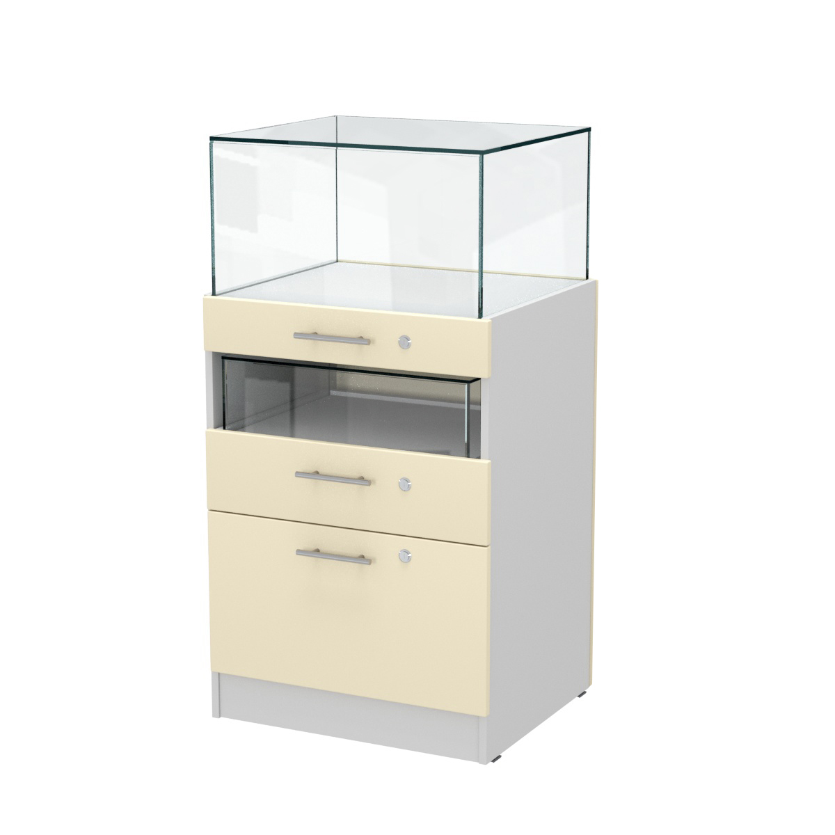 Прилавок ювелирный "Диаманд" №2-600 пристенный Серый + Крем Вайс