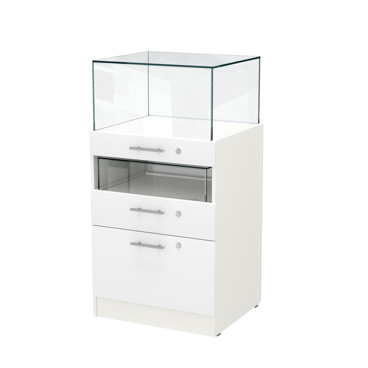 Прилавок ювелирный "Диаманд" №2-600 пристенный ЛДСП белый + МДФ белый