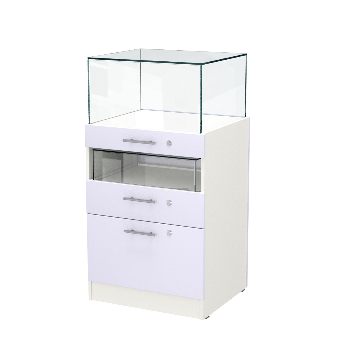 Прилавок ювелирный "Диаманд" №2-600 пристенный ЛДСП белый + МДФ сирень