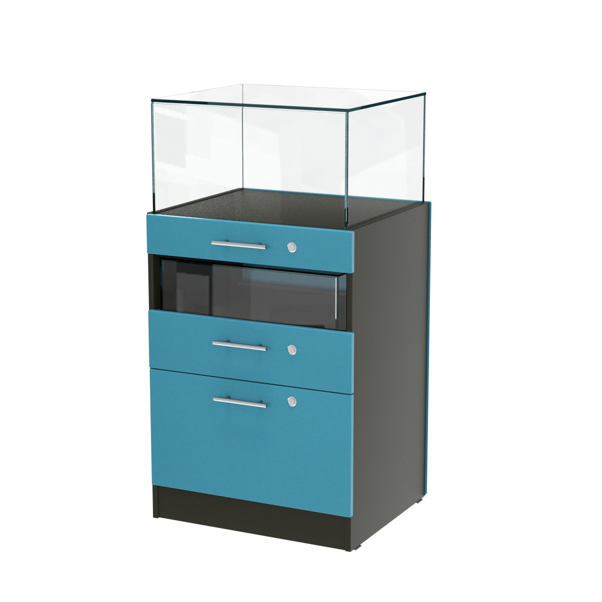 Прилавок ювелирный "Диаманд" №2-600 пристенный ЛДСП черный + МДФ бриз